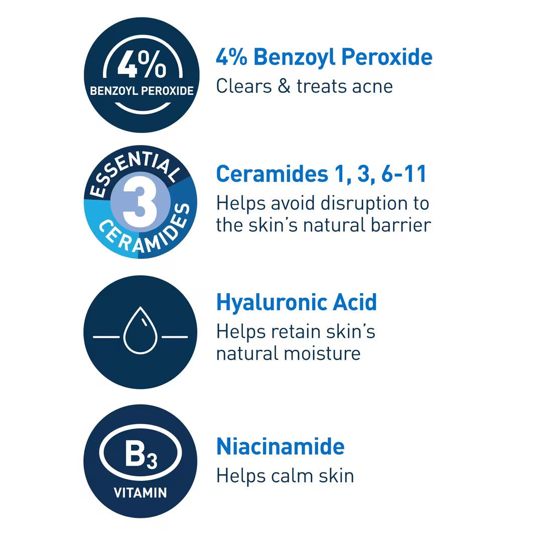 Cerave Acne Foaming Cream Cleanser with 4% Benzoyl Peroxide